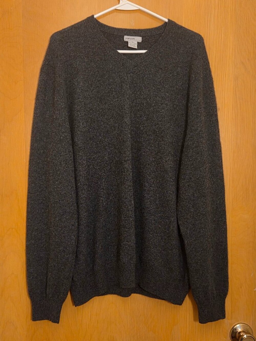 Dane Lewis 100% Cashmere High V Neck Pullover Sweater Mens XL Dark Gray Luxury